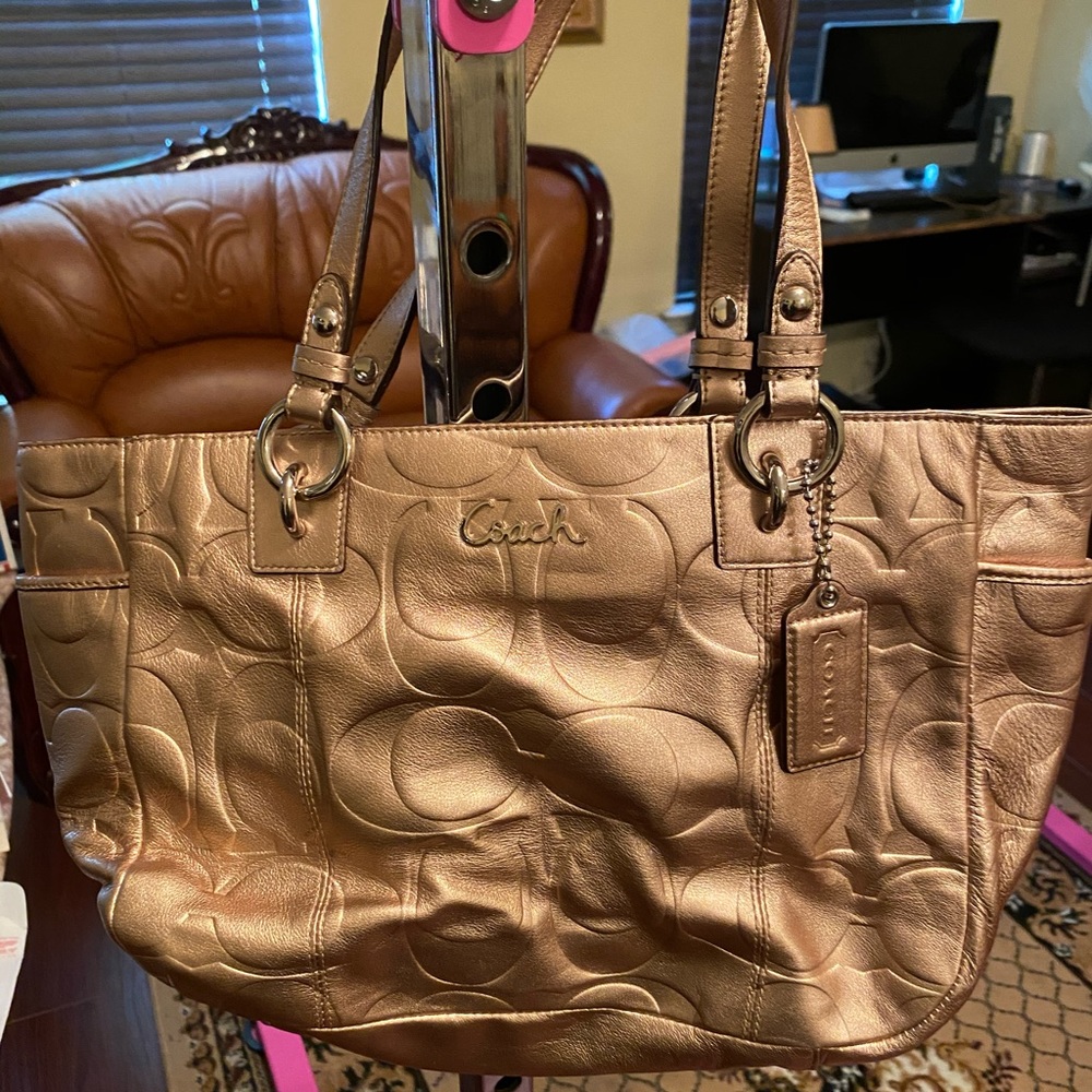 Metallic gold Coach tote